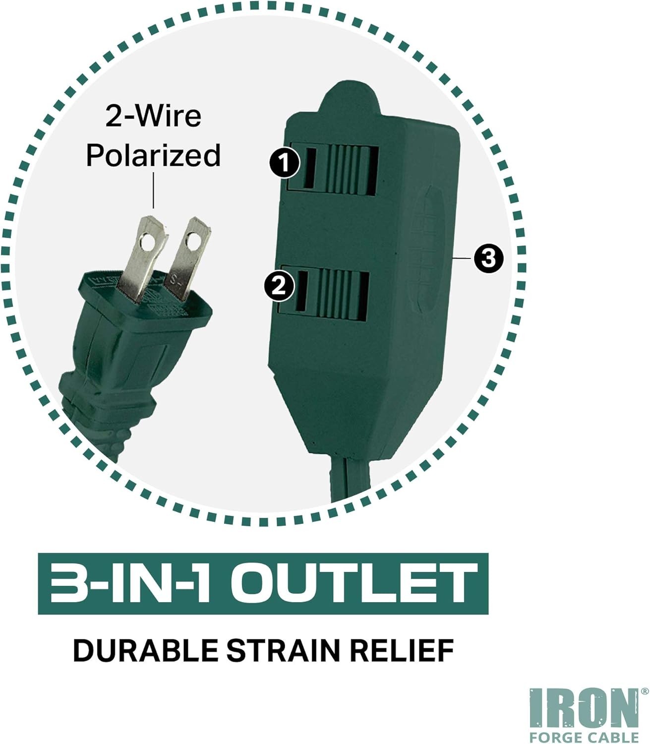 IRON FORGE CABLE 15 Ft Green Extension Cord with Foot Switch and 3 