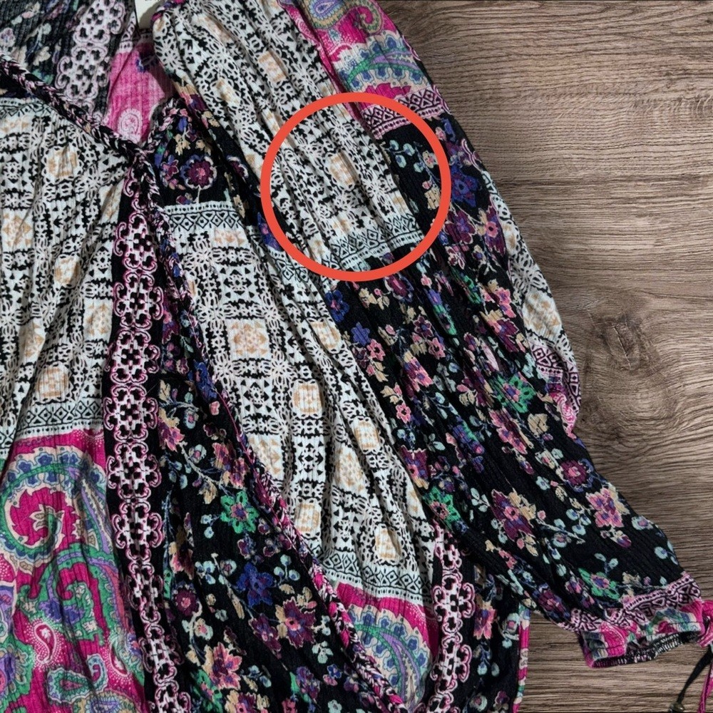 American Rag Multicolor Patchwork Top Open Sleeve… - image 7