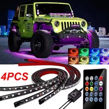 4 PCS RGB 48 LED Strip Neon Light Kit Under Car Tube Underglow Underbody System