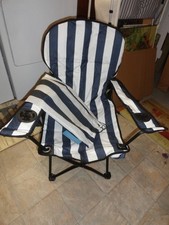 New Blue Striped Hammock Sand Beach Camping Chair Arch Back 19.5"x19.5"x31" High