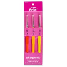 Susan Bates Steelite Soft Ergonomic Steel Crochet Hook Set-Extra Fine - Sizes 0.