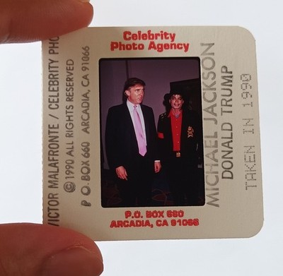 Michael Jackson Donald Trump Rare 35mm Promo Photo Slide Transparency.