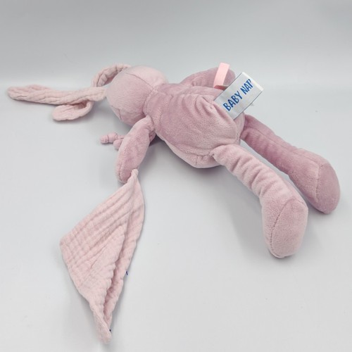 Doudou lapin rose cassis Lili mouchoir BABY NAT - 36138 - Photo 2/2