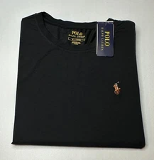 NWT Polo Ralph Lauren Men Short Sleeve Crew Neck Black T-Shirt Free Shipping