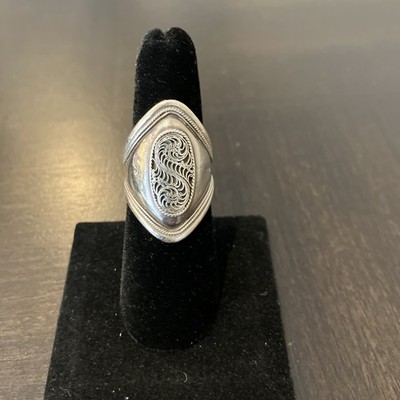 Vintage 925 Silver Bali Handmade Ring Size 7.5 Lace S Design