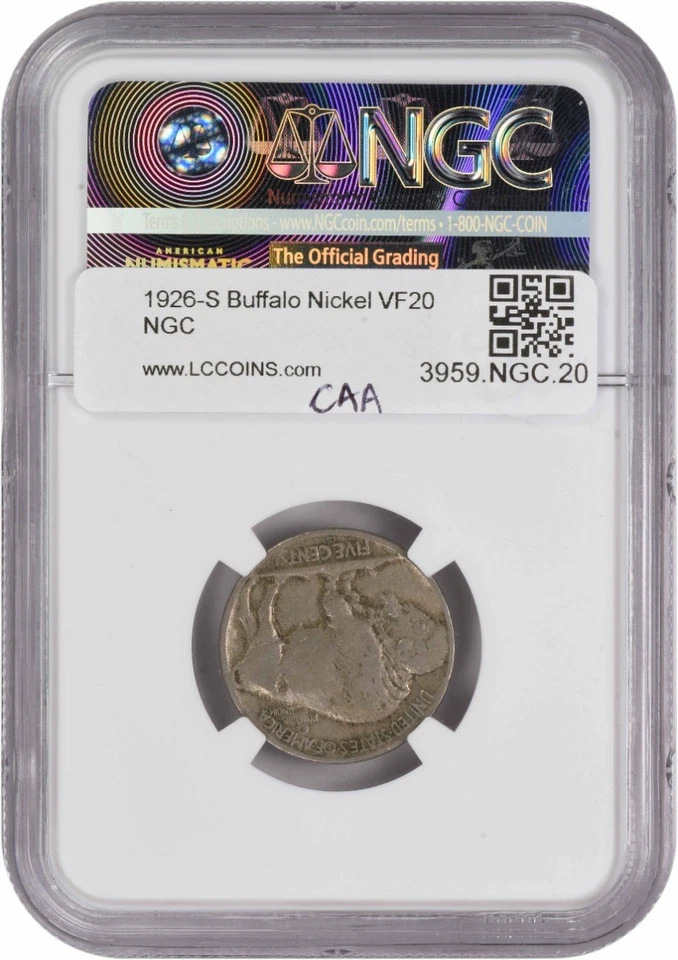 1926-S Buffalo Nickel VF20 NGC - Image 2 of 2