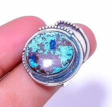 Azurite Designer 925 Sterling Silver Handmade Ring Size Adjustable R58 A359
