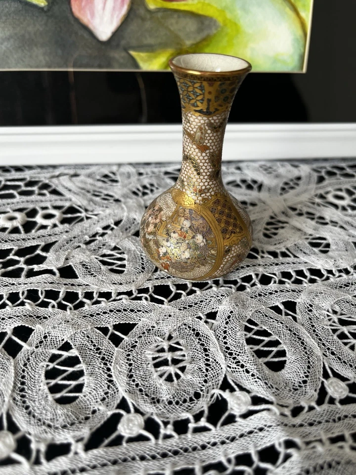 Ancien vase miniature Satsuma - Japon, peint à la main - Photo 4/4