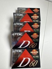 Lot of 5 Factory Sealed Blank TDK D60 IECI/Type I High Output Cassette Tapes