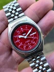 Vintage Refurbished Seiko 5 Military Auto Stunning Cherry Red Dial 6309A