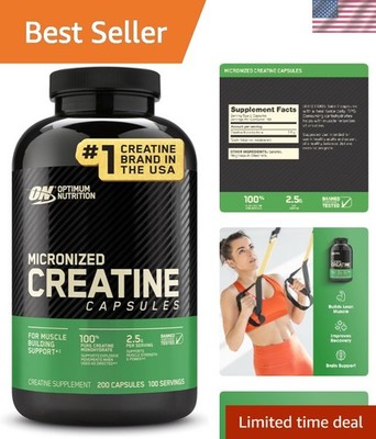 Pure Micronized Creatine Monohydrate Capsules, 2500mg - Keto Friendly, 200 Count