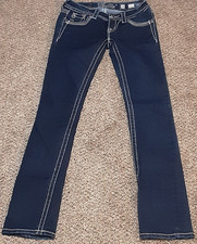 Miss Me Women  s Straight Jeans 24 Blue Medium Wash Embellished   Great Shape