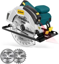 Enventor 7-1/4" Circular Saw, 10A Electric Saw with Laser Guide, 2 Blades (40T/2