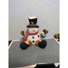 Whimsical Holiday Light Up Snowman Christmas Decor Glitter Frosted Top Hat 10.5"