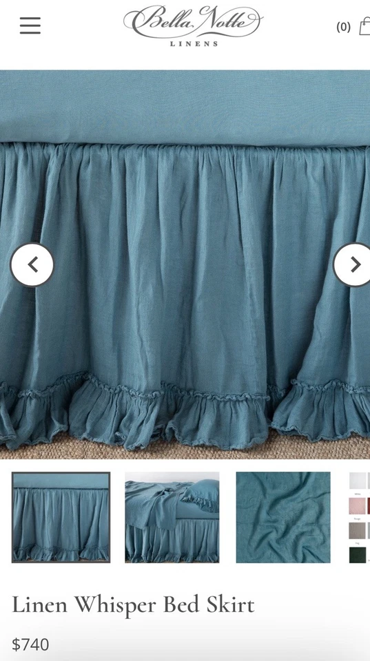 ¡NUEVO! Falda de cama con volantes SUNDANCE LIVING Belle notte Gossamer Linens CENOTE King Foto 2 de 4