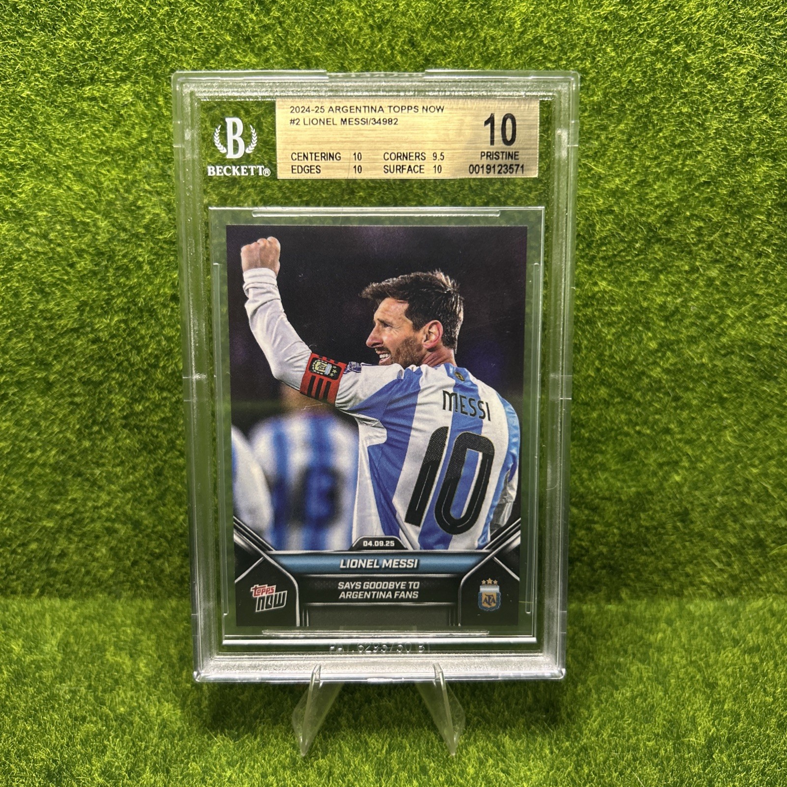 Lionel Messi 2024-25 Topps Now Argentina #2 Goodbye to Fans BGS 10 Pristine🔥📈