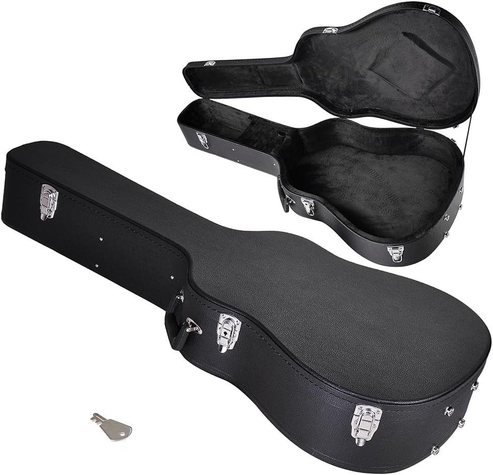 Wood Hard-Shell Case with Lock for 41" Acoustic Dreadnought Guitar PU Surface (F