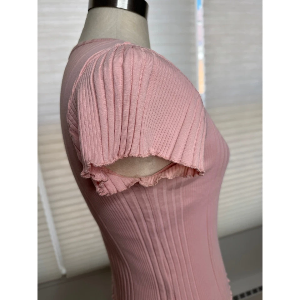 Футболка для девочек Tea Collection, с оборками, пыльный коралл, детский размер 16 или женская XS/S - Изображение 3 из 4