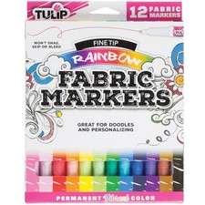 Tulip Fine Tip Fabric Markers 12/Pkg-Rainbow
