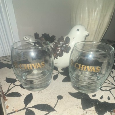 Chivas Regal Distillery Advertising Glasses Set of 2 Clear Collectible Barware