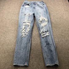 American Eagle Jeans Womens 2 Long Distressed Highest Rise Mom Ripped Denim
