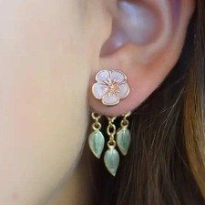 Flower Dangle Earrings Floral Leaf Drop Stud Earrings