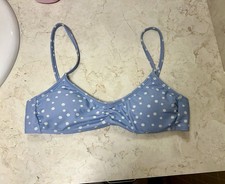 Flattering Light Blue Polka Dot Padded Women's Bikini Top