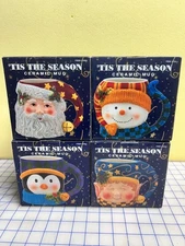 Susan Winget Tis The Season 4 Mugs Santa, Elf, Penguin, Snowman Certified Int'l