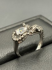 New Condition Sterling Silver Cubic Zirconia Snake Ring Size 7 B11