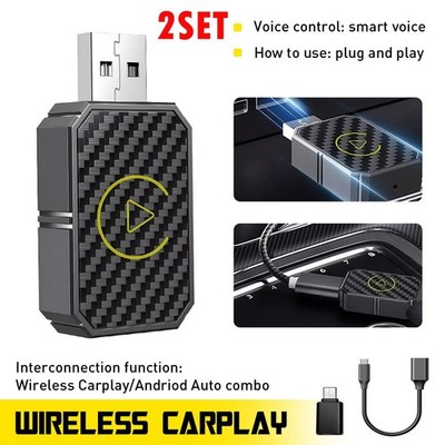 2Set USB CarPlay Adapter Wireless Carplay Dongle For iPhone Apple Plug &Play EXR