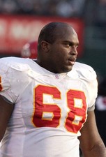 Will Shields Kansas City Chiefs looks on v the Oakland Raiders at - 2004 Photo