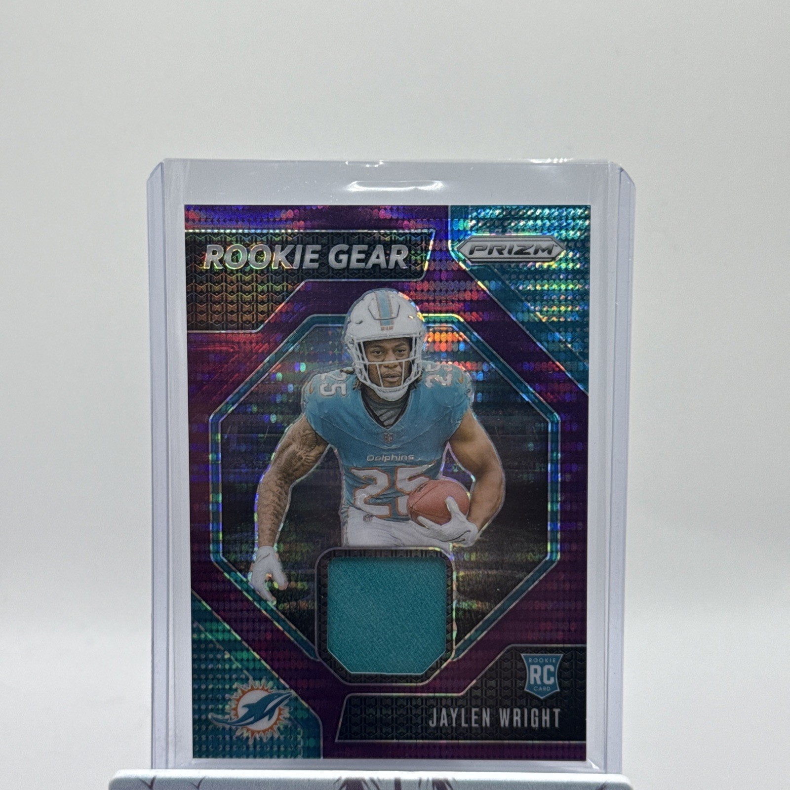 2024 Panini Prizm #RG-JWT Jaylen Wright Rookie Gear Purple Pulsar RC Patch