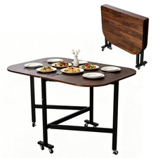Mobile Drop Leaf Dining Table on Wheels Folding Dining Table for Small Spaces