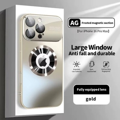 New Titanium Metallic Luxury Matte Case For iPhone For Magsafe Glass Lens Camera