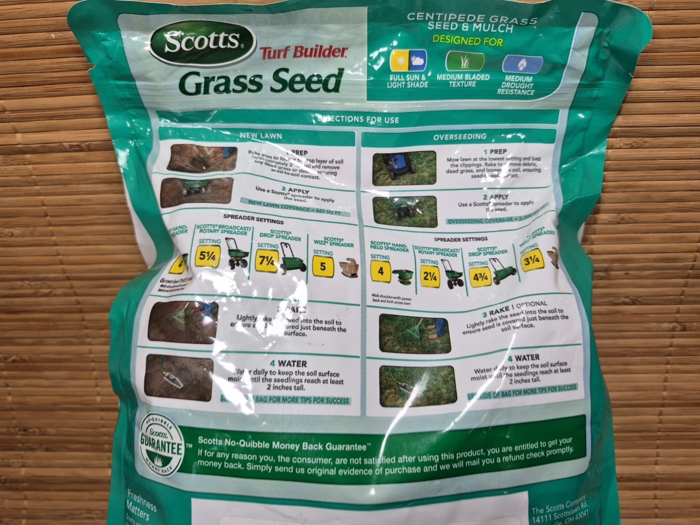 Scotts Turf Builder Grass Seed Centipede Grass Seed & Mulch 5 Lbs Bag ~FREE SHIP