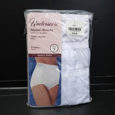 JC Penney Underscore White Nylon Briefs Size 7 Granny Panties Vtg Silky 3 Pairs