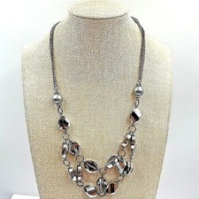 Vintage Vera Wang Gunmetal Grey Crystal & Pea...