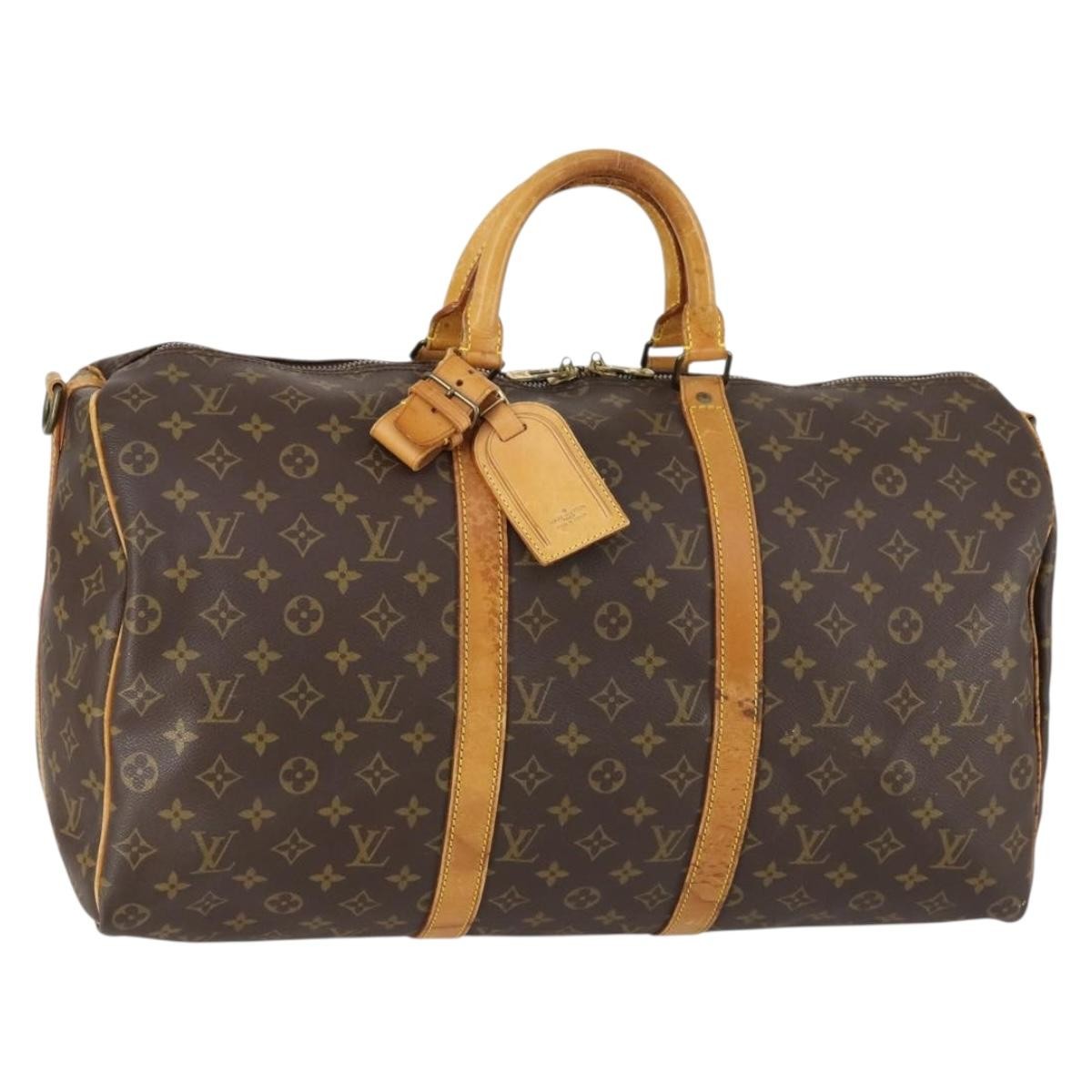 Louis Vuitton Keepall Bandouliere Bag Monogram Canvas Brown Canvas Travel Bag Bag (Pre-Owned)