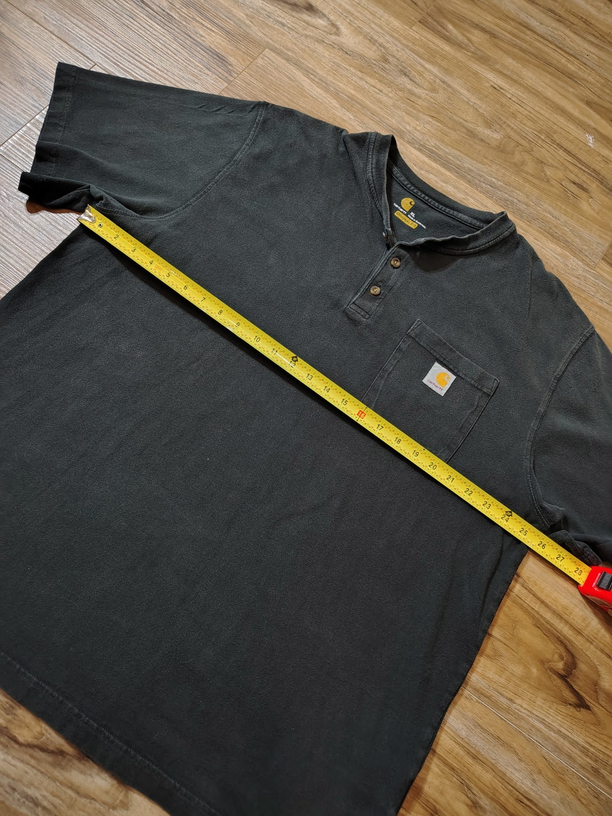 Carharrt Worn K84 BLK Henley 3 Button Short Sleeve Worked Short Sleeve Shirt XL thumbnail 5