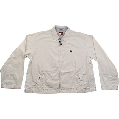 Tommy Hilfiger Jacke XXL Herren Weiß Baumwolle Vintage Reißverschluss 90er Streetwear Y2K