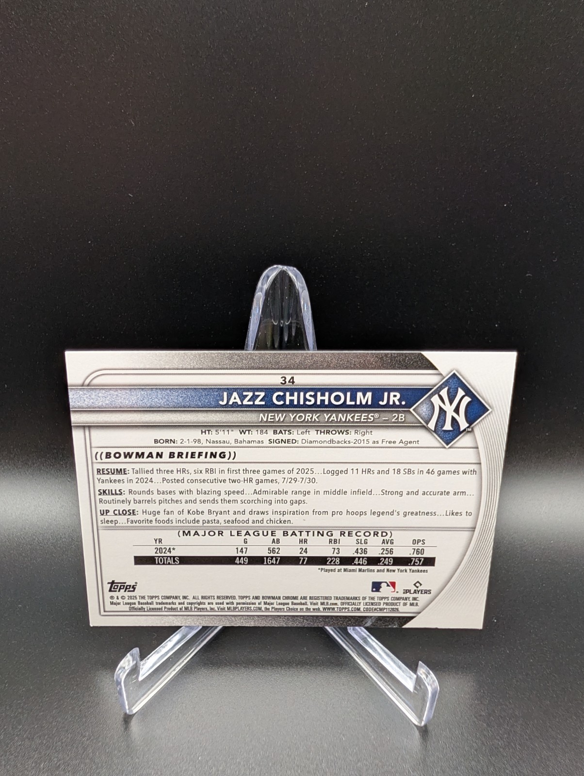 🔥2025 Bowman Chrome - Green Geometric Refractors ⚾ Jazz Chisholm Jr. #71/99🔥 view 2