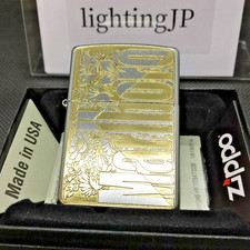 Accendino olio Zippo Marlboro fiore argento oro incisione lavorazione 5 lati Giappone