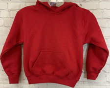 Gildan Heavy Blend Youth Small Pullover Hoodie Unlined Fleece Interior Red