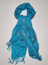 Pashmina Scarf Shawl Wrap 100 Pashmina Turquoise Sequins 70in x 2in