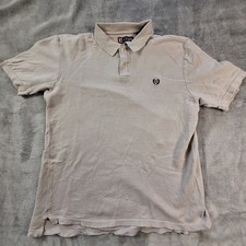 Chaps Polo Shirt Mens Medium Tan Beige Spread Ralph Lauren Casual