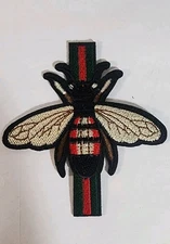 Large Embroidered Red Green Bee Patch Iron On /sew On Applique 