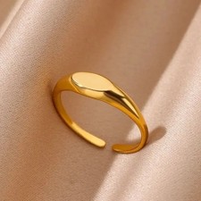 18K Gold Plated Open Ring Women Geometric Sta...