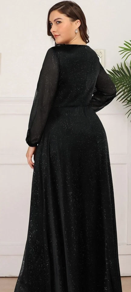 Vestido de Noche Ever Pretty Negro Largo Brillo Elegante Talla Grande 18 Vestido Formal Foto 2 de 4
