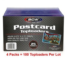 100 BCW 5.875 x 3.75 Rigid Hard Plastic Postcard Topload Holders protector sheet