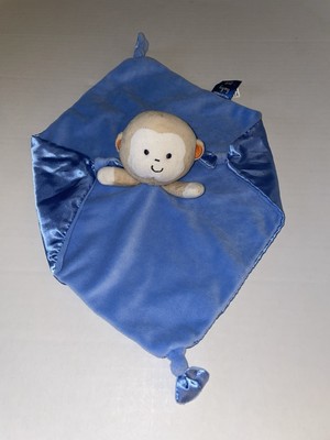 FALLS CREEK BABY BLUE MONKEY KNOTTED CORNERS RATTLE SECURITY BLANKET LOVEY C2